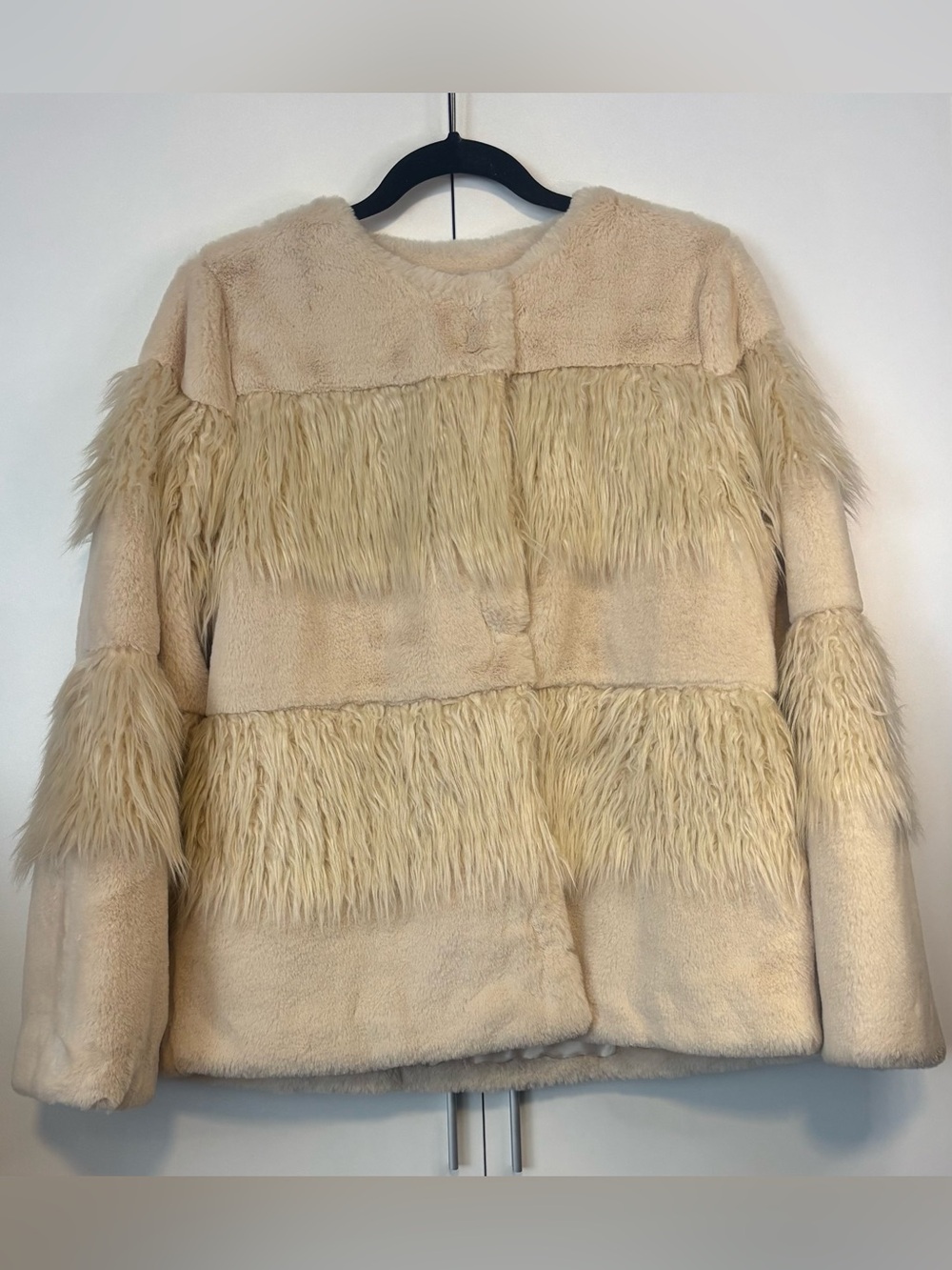 BCBGeneration Plush Cream Faux Fur Teddy Jacket - Picture 3 of 3